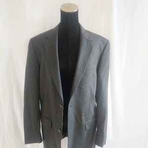 Jos. A Bank Men's Black and Grey Pinstripe Blazer Size XL